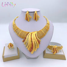 Load image into Gallery viewer, Indian Jewelry Sets Multi color Big Crystal Dubai Gold Jewelry Sets for Women Necklace Earrings