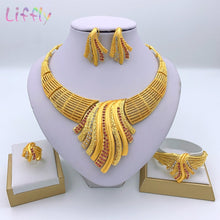 Load image into Gallery viewer, Indian Jewelry Sets Multi color Big Crystal Dubai Gold Jewelry Sets for Women Necklace Earrings