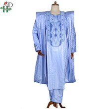 Load image into Gallery viewer, H&amp;D south african traditional wear formal attire bazin riche dashiki outfits shirt pants robe suit no cap african men agbada