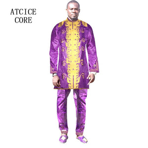 MEN SUIT EMBROIDERY DRESS FOR MEN TOP WITH PANTS DASHIKI