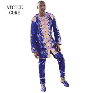 MEN SUIT EMBROIDERY DRESS FOR MEN TOP WITH PANTS DASHIKI