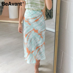 Zebra stripe women midi skirt high waist straight animal print female bottom skirt