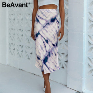 Zebra stripe women midi skirt high waist straight animal print female bottom skirt