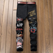 Load image into Gallery viewer, High Street Fashion Mens Jeans Night Club Black White Color Personal Designer Printed Jeans Men Punk Pants Skinny Hip Hop Jeans