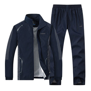 Men's Set Spring Autumn Men Sportswear 2 Piece Set Tracksuit Size L-5XL