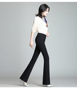 Women Spring Slim Wide Leg Ladies Denim Trousers Elastic High Waist Woman Jeans