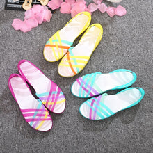 Load image into Gallery viewer, MCCKLE Women Jelly Shoes Rainbow Summer Sandals Female Flat Shoes Ladies Slip On Woman Candy Color Peep Toe Women&#39;s Beach Shoes