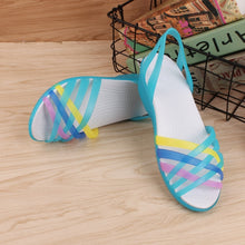 Load image into Gallery viewer, MCCKLE Women Jelly Shoes Rainbow Summer Sandals Female Flat Shoes Ladies Slip On Woman Candy Color Peep Toe Women&#39;s Beach Shoes