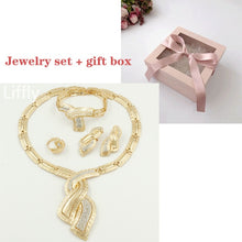 Load image into Gallery viewer, Jewelry Nigerian Crystal Necklace Hoop Earrings Women Italian Bridal Jewelry Sets Fashion African Dubai Gold