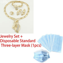 Load image into Gallery viewer, Jewelry Nigerian Crystal Necklace Hoop Earrings Women Italian Bridal Jewelry Sets Fashion African Dubai Gold