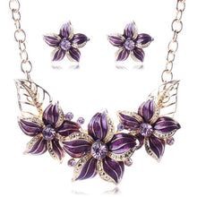Load image into Gallery viewer, Austrian Crystal Enamel Flower Jewelry Sets Women African Costume Jewelry Maxi Necklace Earring Set XY-N404