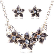 Load image into Gallery viewer, Austrian Crystal Enamel Flower Jewelry Sets Women African Costume Jewelry Maxi Necklace Earring Set XY-N404