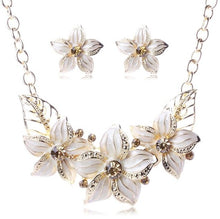 Load image into Gallery viewer, Austrian Crystal Enamel Flower Jewelry Sets Women African Costume Jewelry Maxi Necklace Earring Set XY-N404