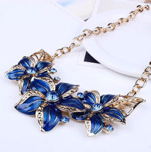Load image into Gallery viewer, Austrian Crystal Enamel Flower Jewelry Sets Women African Costume Jewelry Maxi Necklace Earring Set XY-N404