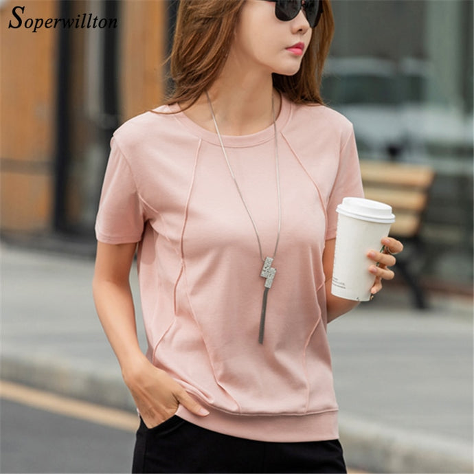 Soft Cotton Women Tops Tees Summer Short Sleeve T shirt