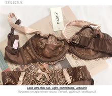 Load image into Gallery viewer, New Sexy Bra Panties Sets Plus Size Brassiere Ultrathin Underwear Set Transparent Bras Women Lace Lingerie Set Embroidery Brown