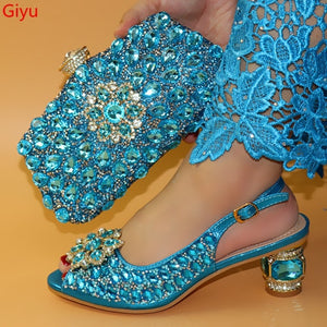 Italian Shoes and Bag Set African Wedding Shoe and Bag set Italy Shoe and Handbag Summer Set Women