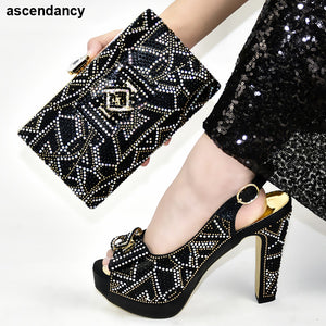 Shoes and Bag To Match for Parties High Quality African Wedding Ladies Shoes and Bags To Match Set