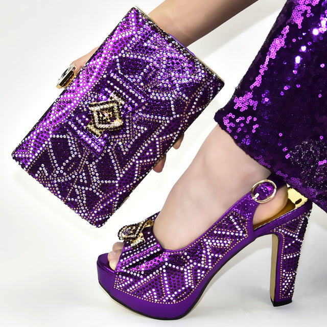 Shoes and Bag To Match for Parties High Quality African Wedding Ladies Shoes and Bags To Match Set