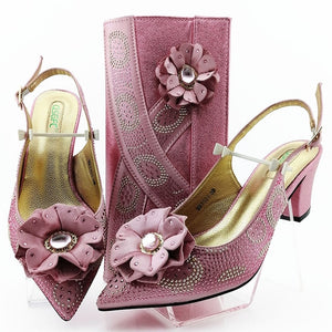 Women Pink Shoes and Bag To Match African Fashions