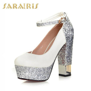 Bling Upper Pumps Shoes Women High Heels Sexy Party Wedding Bride Shoes Woman