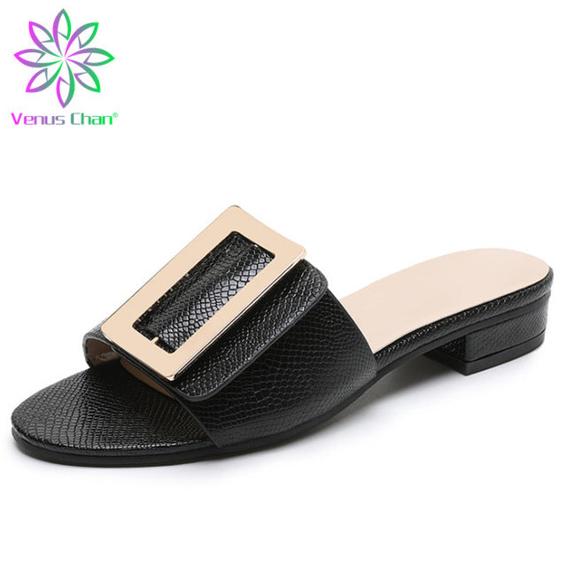 Coffee Color High Quality Low Square Heel Sandal for Women