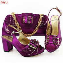 Load image into Gallery viewer, Blue women pumps with a big bag set African shoes match handbag for dress