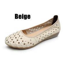 Load image into Gallery viewer, Women Shoes Sandals Flats Hollow Out Genuine Leather Slip On Loafers Casual Vintage