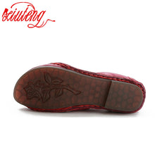 Load image into Gallery viewer, Genuine Leather Women Casual Flower Flat Round Toe Style Boat Shoes Soft Comfortable