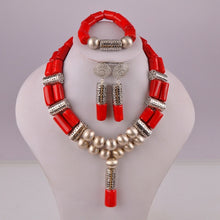 Load image into Gallery viewer, Nigerian coral beads jewelry set bridal jewelry sets African beads necklaces for women