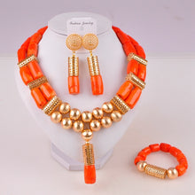 Load image into Gallery viewer, Nigerian coral beads jewelry set bridal jewelry sets African beads necklaces for women
