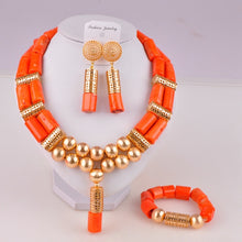 Load image into Gallery viewer, Nigerian coral beads jewelry set bridal jewelry sets African beads necklaces for women