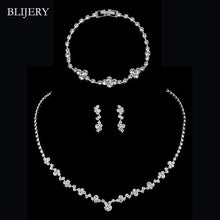 Load image into Gallery viewer, Crystal Bridal Jewelry Sets Silver Color Geometric Choker Necklace Earrings Bracelet Wedding Jewelry Sets