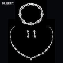 Load image into Gallery viewer, Crystal Bridal Jewelry Sets Silver Color Geometric Choker Necklace Earrings Bracelet Wedding Jewelry Sets