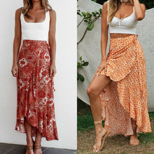 Load image into Gallery viewer, Fashion Trend Women Floral High Waist Ruffled Long Skirts Split Bandage Loose Boho Beach Summer Party Holiday Wrap Buttoms