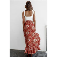 Load image into Gallery viewer, Fashion Trend Women Floral High Waist Ruffled Long Skirts Split Bandage Loose Boho Beach Summer Party Holiday Wrap Buttoms