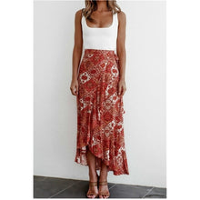 Load image into Gallery viewer, Fashion Trend Women Floral High Waist Ruffled Long Skirts Split Bandage Loose Boho Beach Summer Party Holiday Wrap Buttoms