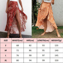 Load image into Gallery viewer, Fashion Trend Women Floral High Waist Ruffled Long Skirts Split Bandage Loose Boho Beach Summer Party Holiday Wrap Buttoms