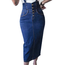 Load image into Gallery viewer, Denim Skirts Women New Body con Midi Elastic Slim Ladies Jeans Pencil Skirt