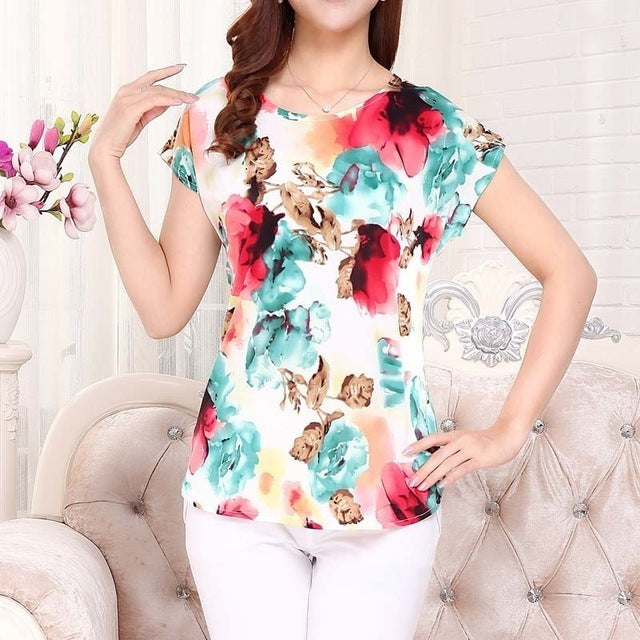 Women Summer Tops Short T Shirt Silk