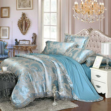 Load image into Gallery viewer, Luxury Silk Bedding Set Embroidery Bed Linens Tencel Satin Bed Sheet Set Jacquard Bedclothes Queen/King Size Bed cover 4/6pcs