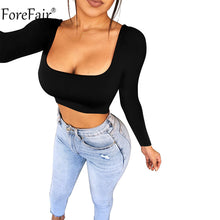 Load image into Gallery viewer, Women Sexy Casual Square Neck Long Sleeve Crop Top