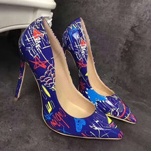 Load image into Gallery viewer, Women Heels Graffiti Colorful Women Pumps Fashion Sexy High Heels Pointed Toe Party Wedding Shoes Stiletto