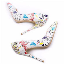 Load image into Gallery viewer, Women Heels Graffiti Colorful Women Pumps Fashion Sexy High Heels Pointed Toe Party Wedding Shoes Stiletto
