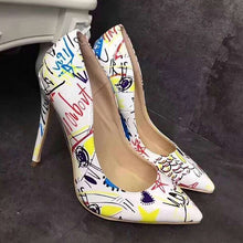 Load image into Gallery viewer, Women Heels Graffiti Colorful Women Pumps Fashion Sexy High Heels Pointed Toe Party Wedding Shoes Stiletto