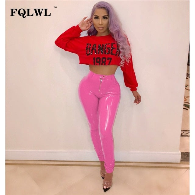 Faux Pu Leather Pants Women Bottoms  Push Up High Waist Skinny Pants Pencil Black Sexy Pants