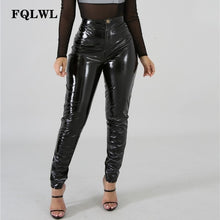 Load image into Gallery viewer, Faux Pu Leather Pants Women Bottoms  Push Up High Waist Skinny Pants Pencil Black Sexy Pants