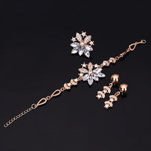 Load image into Gallery viewer, Women's Wedding Bracelet Necklace Dubai Gold Jewelry Set Clear Crystal Ring Earrings