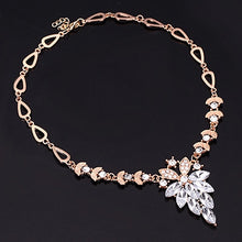 Load image into Gallery viewer, Women's Wedding Bracelet Necklace Dubai Gold Jewelry Set Clear Crystal Ring Earrings