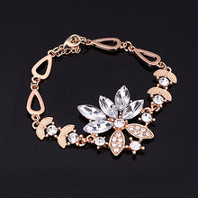 Load image into Gallery viewer, Women's Wedding Bracelet Necklace Dubai Gold Jewelry Set Clear Crystal Ring Earrings
